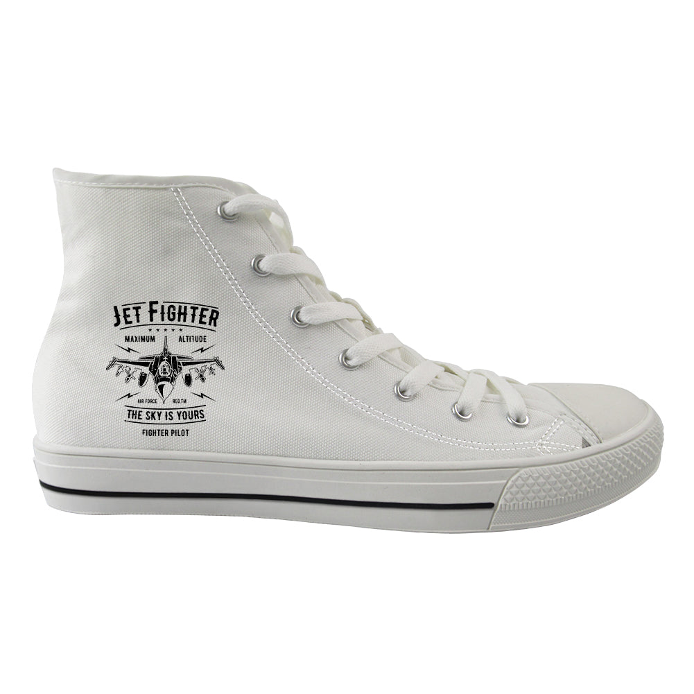 Jet Fighter - The Sky is Yours Designed Long Canvas Shoes (Men)