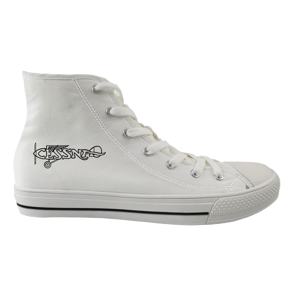 Special Cessna Text Designed Long Canvas Shoes (Women)