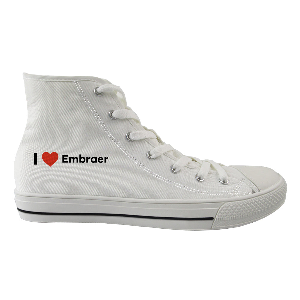 I Love Embraer Designed Long Canvas Shoes (Men)