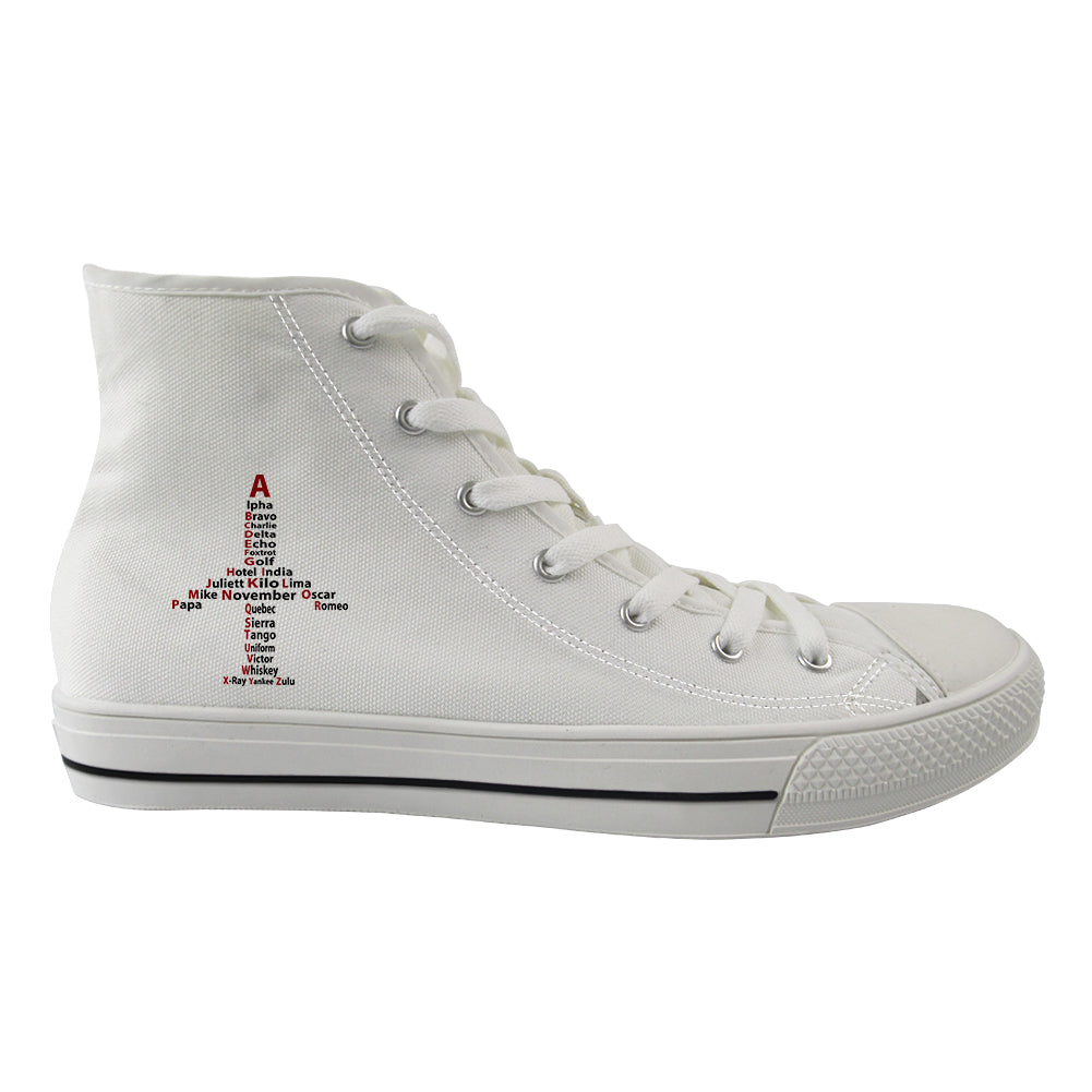 Airplane Shape Aviation Alphabet Designed Long Canvas Shoes (Men)