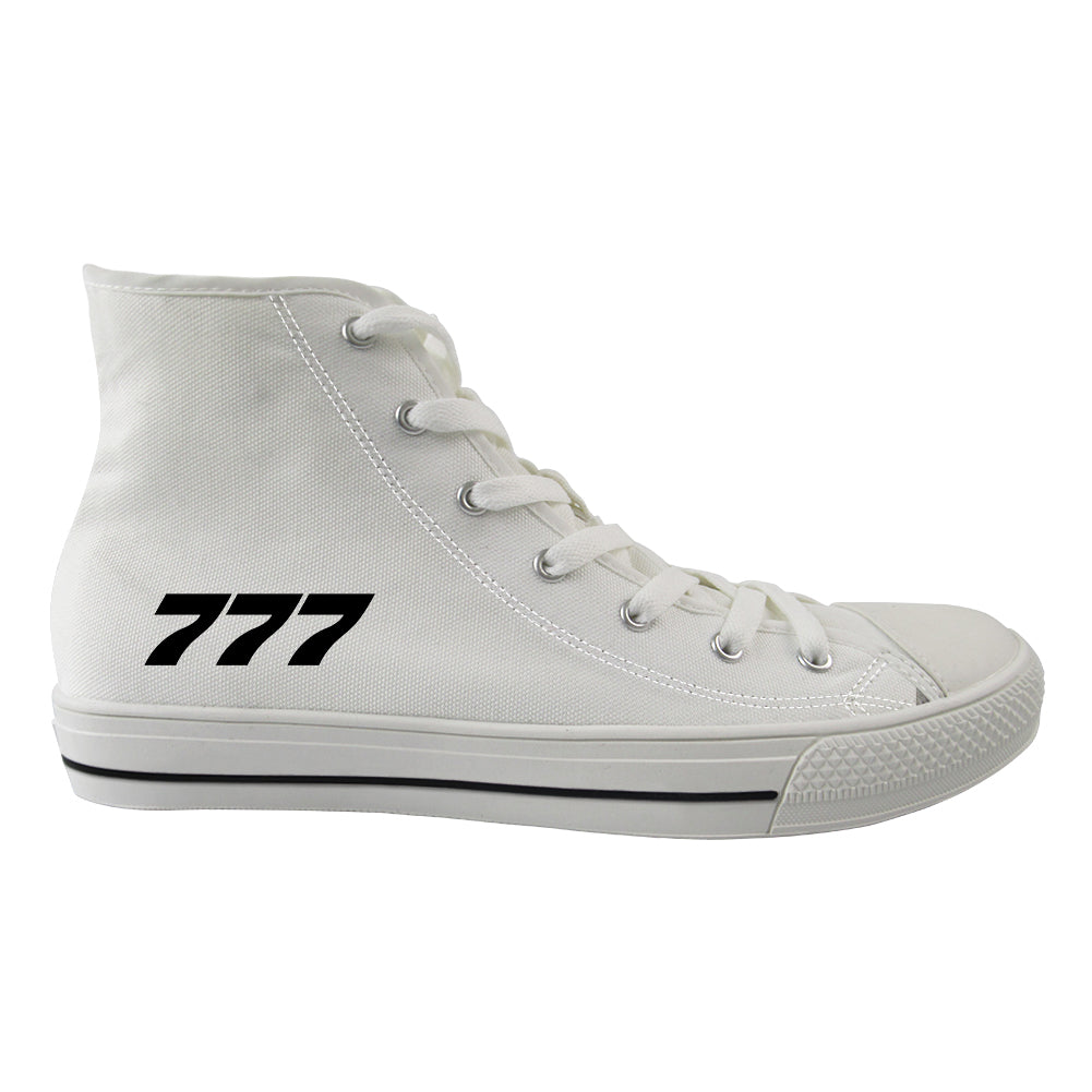 777 Flat Text Designed Long Canvas Shoes (Women)