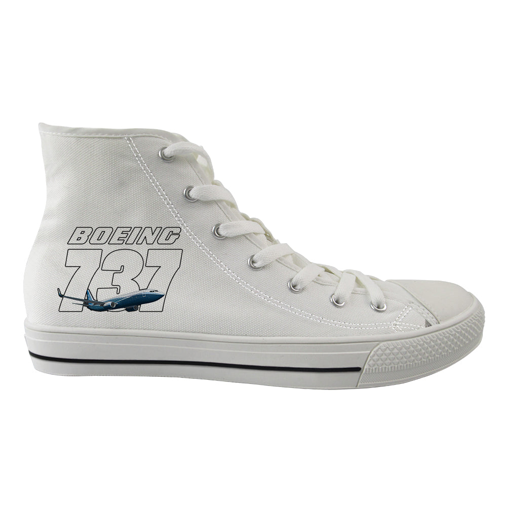 Super Boeing 737+Text Designed Long Canvas Shoes (Women)