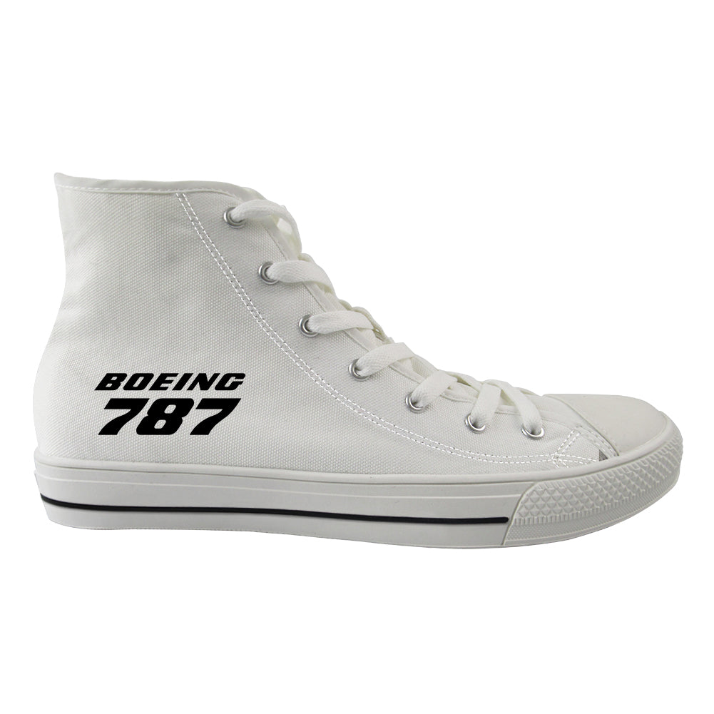 Boeing 787 & Text Designed Long Canvas Shoes (Men)