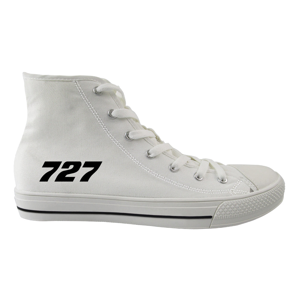 727 Flat Text Designed Long Canvas Shoes (Women)