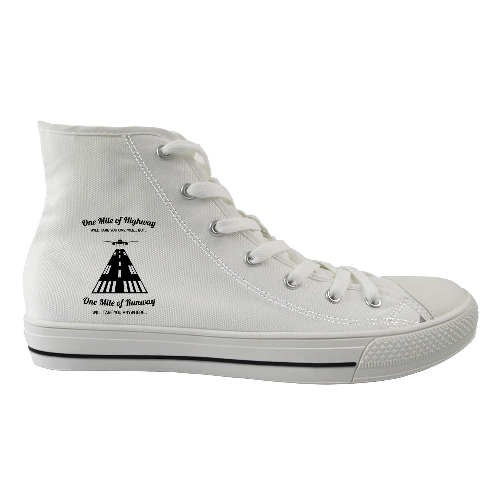 One Mile of Runway Will Take you Anywhere Designed Long Canvas Shoes (Men)
