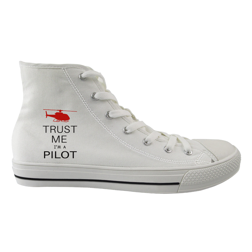 Trust Me I'm a Pilot (Helicopter) Designed Long Canvas Shoes (Men)