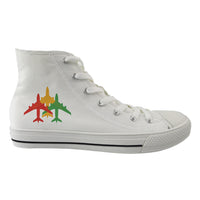 Thumbnail for Colourful 3 Airplanes Designed Long Canvas Shoes (Men)