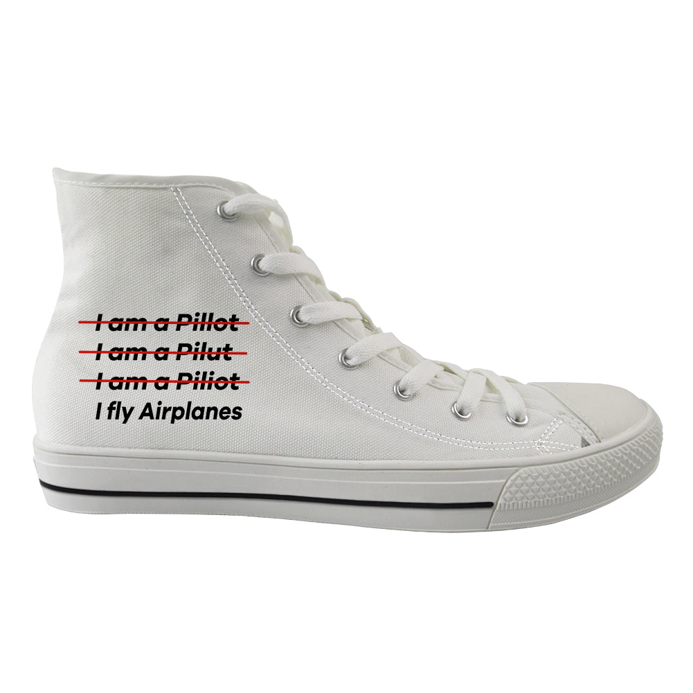 I Fly Airplanes Designed Long Canvas Shoes (Men)