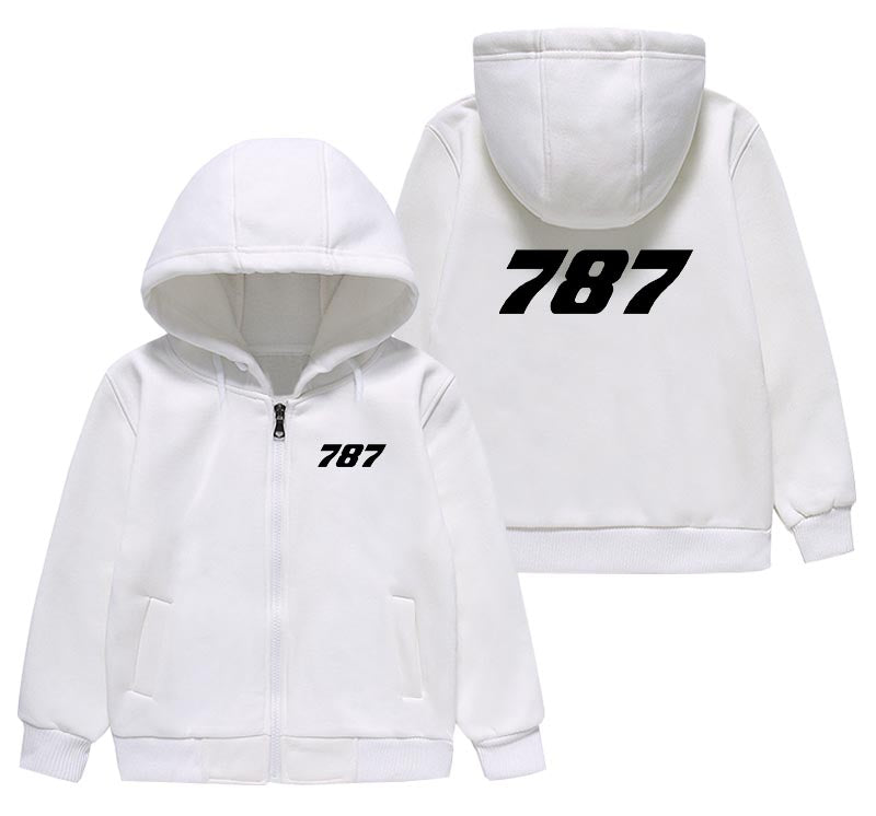 787 Flat Text Designed "CHILDREN" Zipped Hoodies