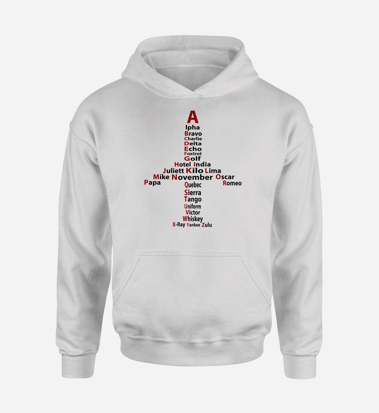 Airplane Shape Aviation Alphabet Designed Hoodies