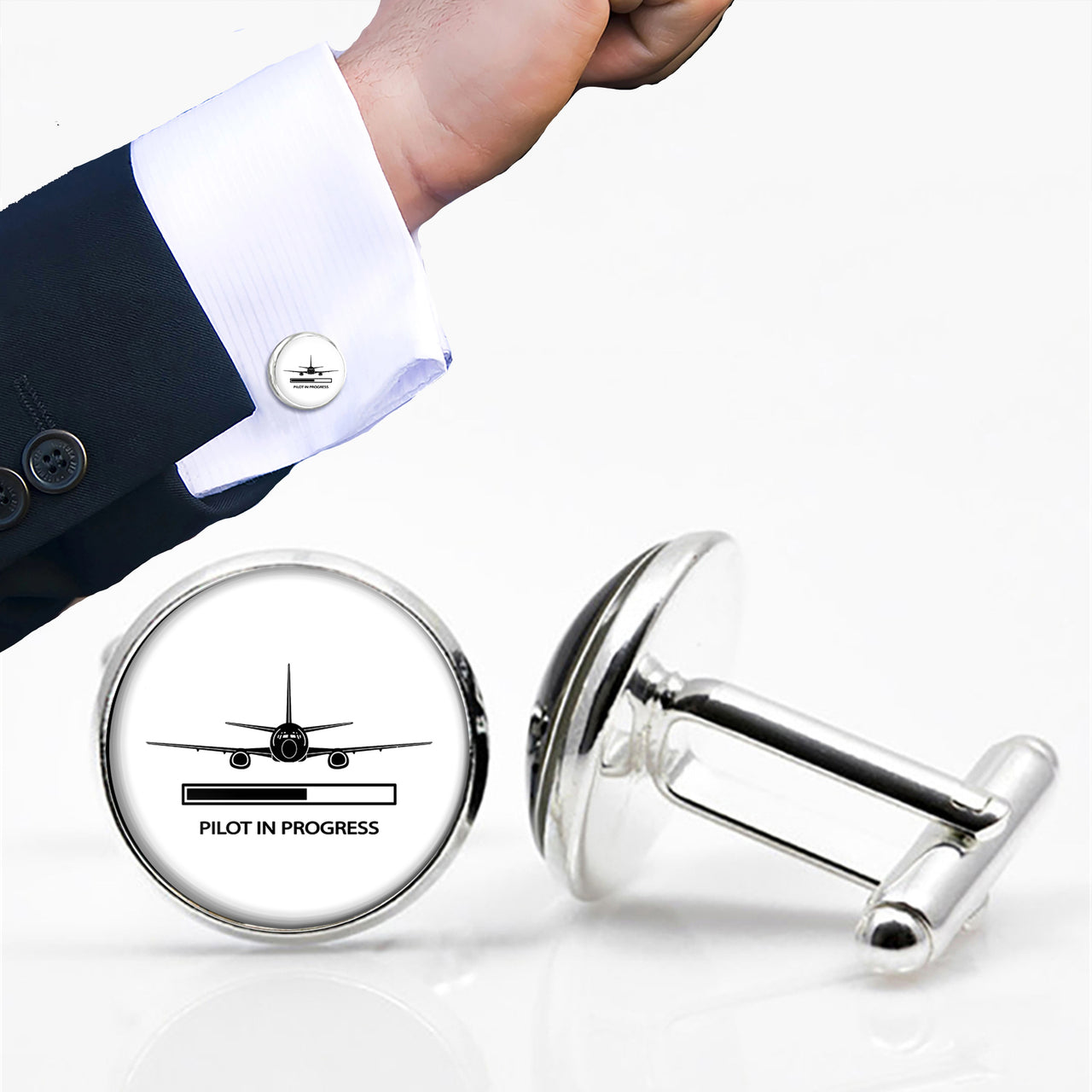 Pilot In Progress Designed Cuff Links