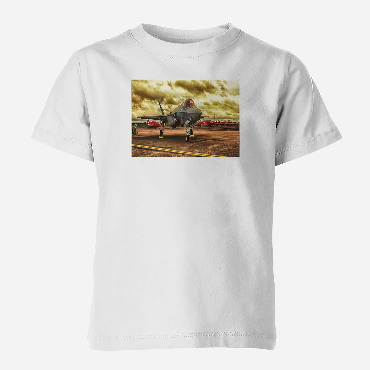 Fighting Falcon F35 at Airbase Designed Children T-Shirts