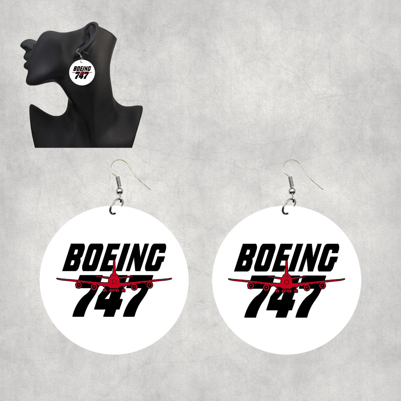 Amazing Boeing 747 Designed Wooden Drop Earrings