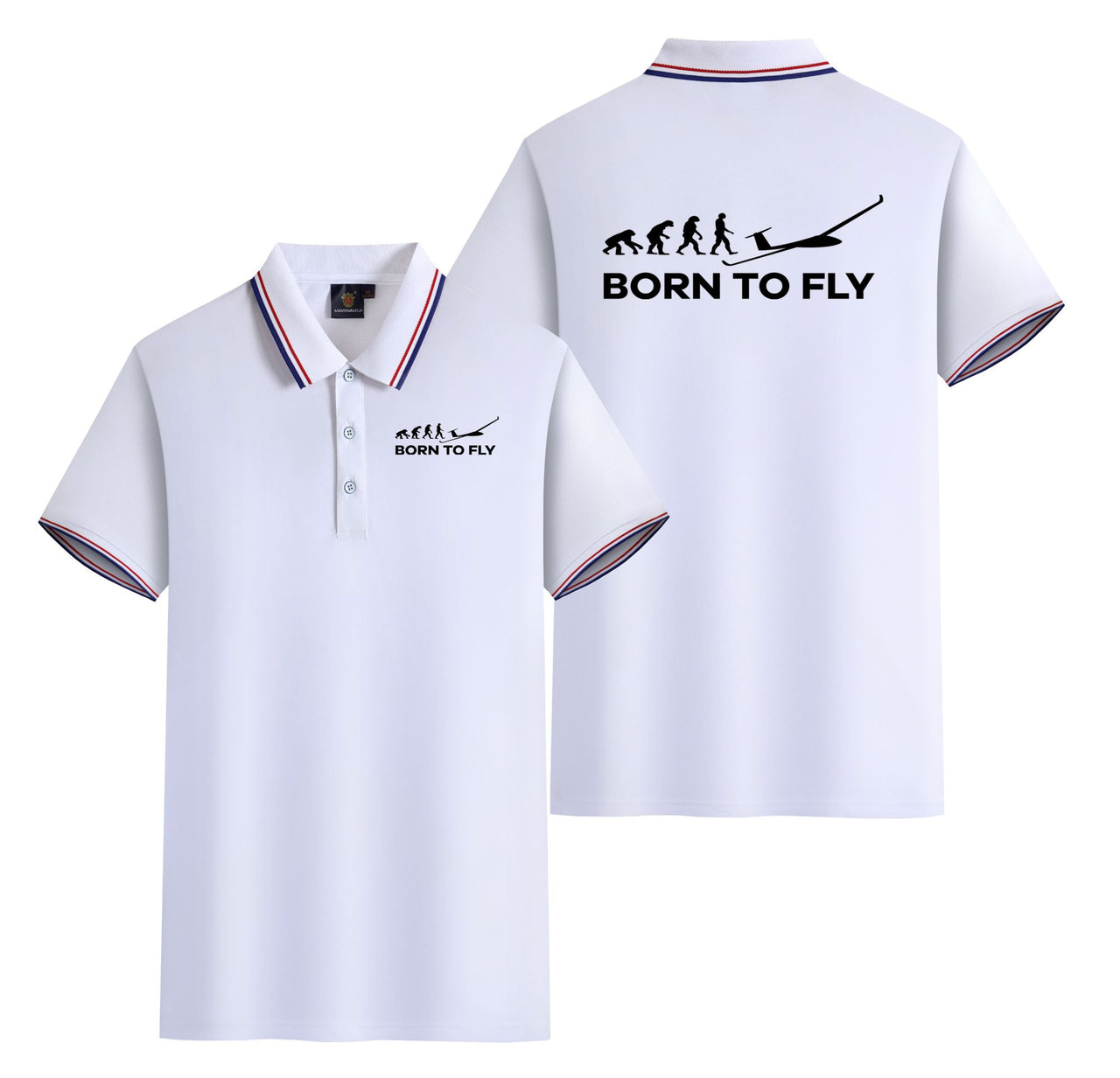 Born To Fly Glider Designed Stylish Polo T-Shirts (Double-Side)
