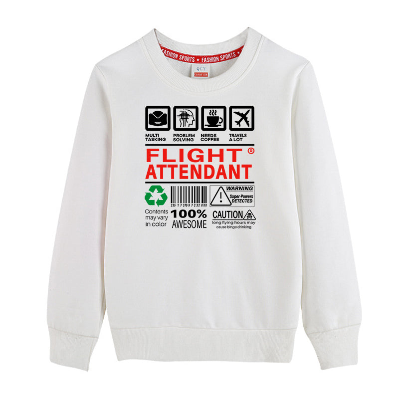 Flight Attendant Label Designed "CHILDREN" Sweatshirts