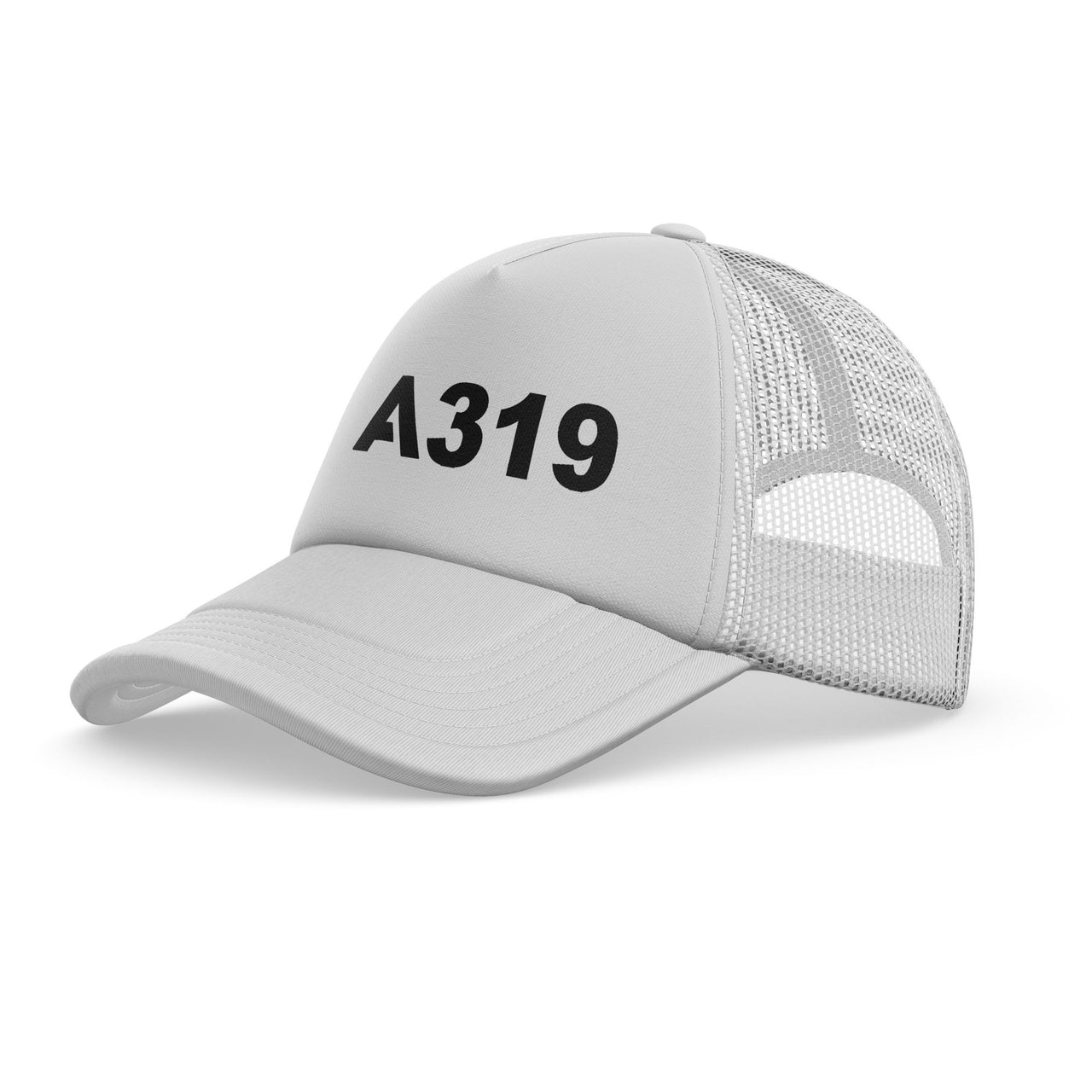 A319 Flat Text Designed Trucker Caps & Hats
