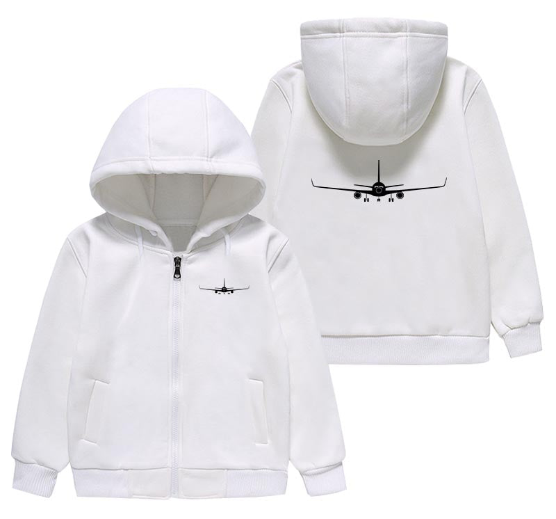 Boeing 767 Silhouette Designed "CHILDREN" Zipped Hoodies