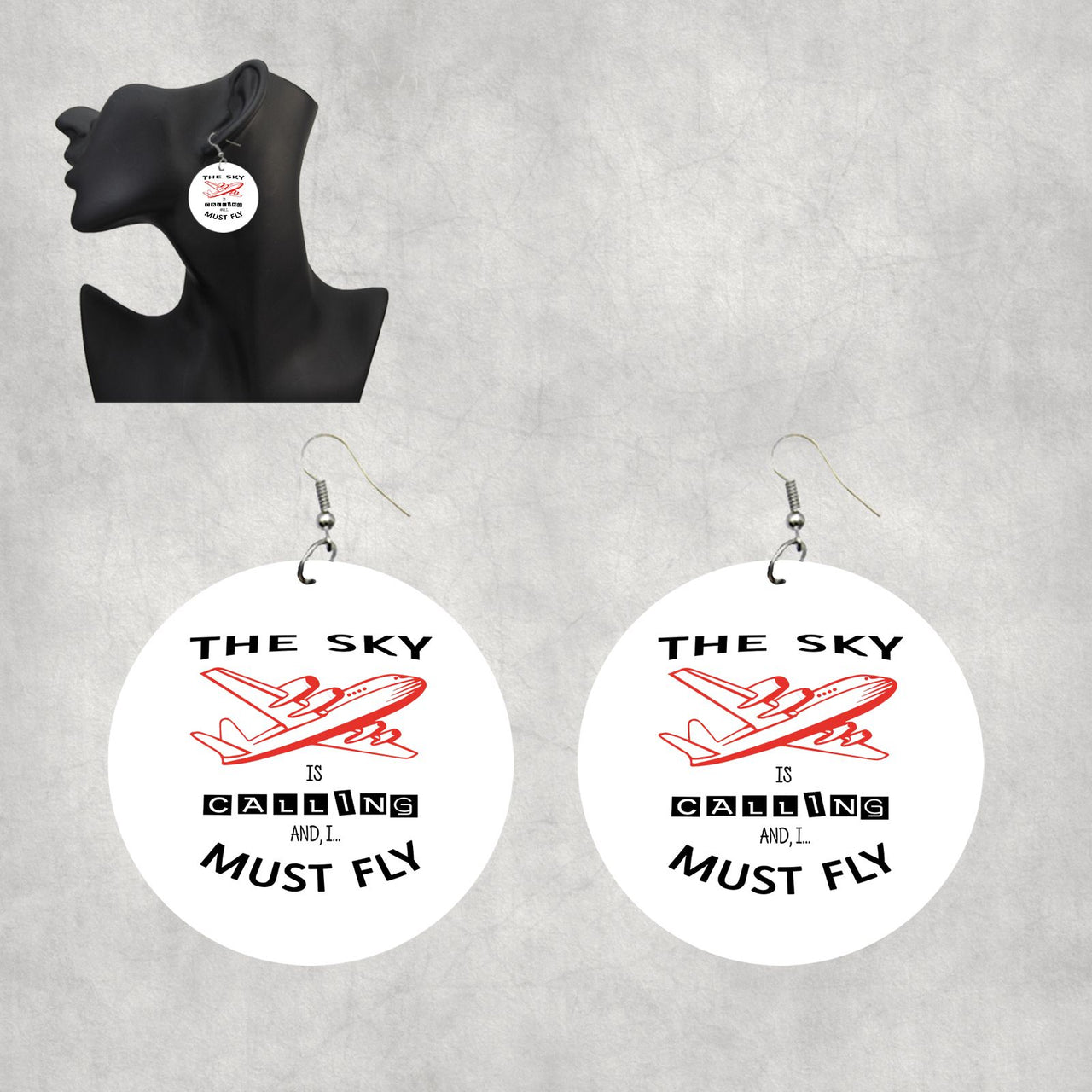 The Sky is Calling and I Must Fly Designed Wooden Drop Earrings