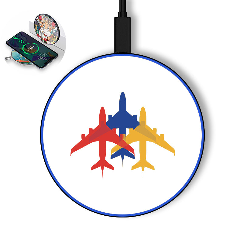 Colourful 3 Airplanes Designed Wireless Chargers