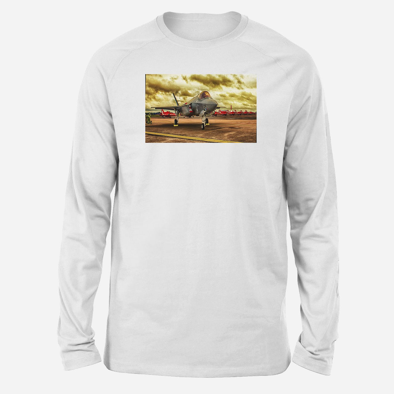 Fighting Falcon F35 at Airbase Designed Long-Sleeve T-Shirts