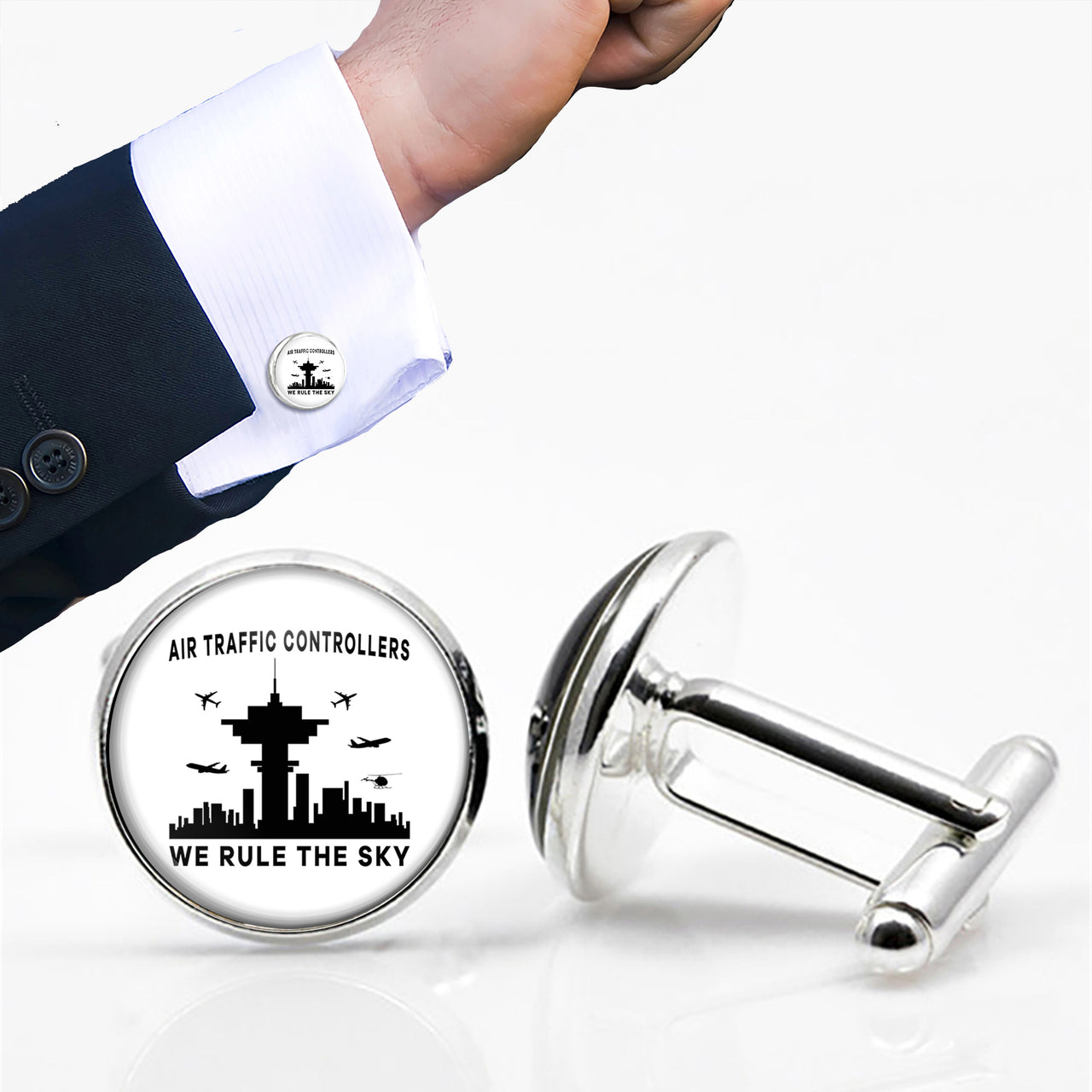 Air Traffic Controllers - We Rule The Sky Designed Cuff Links