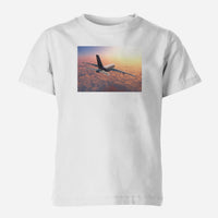 Thumbnail for Super Cruising Airbus A380 over Clouds Designed Children T-Shirts