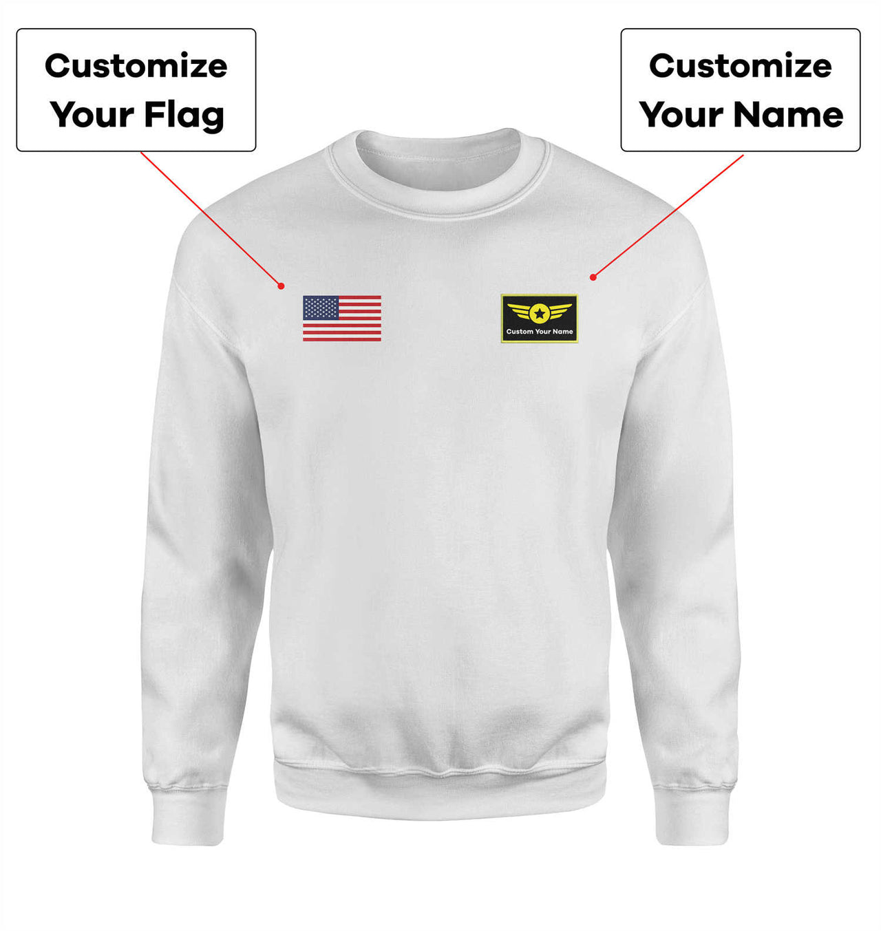 Custom Flag & Name with (Special Badge) Designed 3D Sweatshirts