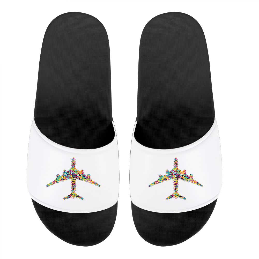 Colourful Airplane Designed Sport Slippers