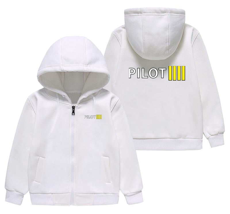 Pilot & Stripes (4 Lines) Designed "CHILDREN" Zipped Hoodies