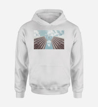 Thumbnail for Airplane Flying over Big Buildings Designed Hoodies