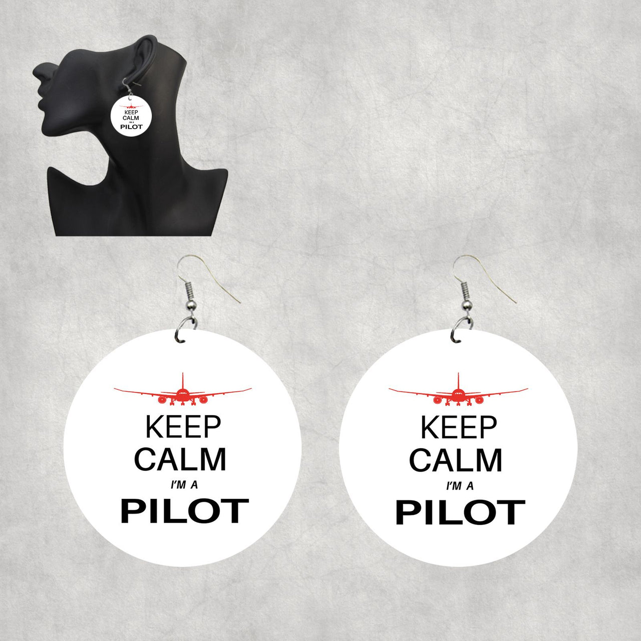 Pilot (777 Silhouette) Designed Wooden Drop Earrings
