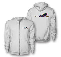 Thumbnail for Multicolor Airplane Designed Zipped Hoodies