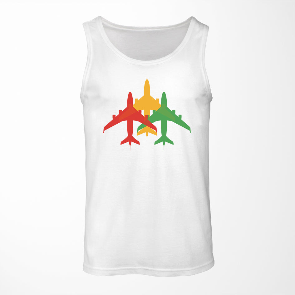 Colourful 3 Airplanes Designed Tank Tops