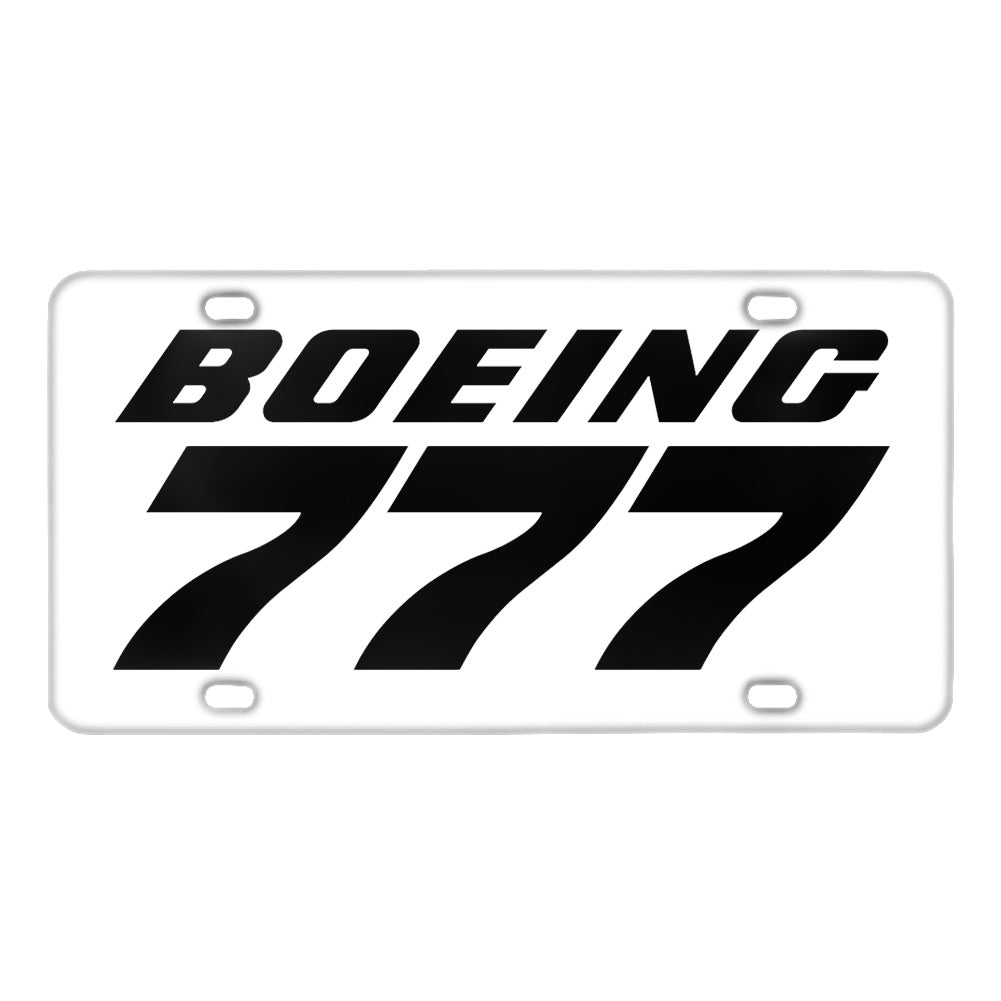 Boeing 777 & Text Designed Metal (License) Plates