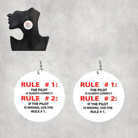 Thumbnail for Rule 1 - Pilot is Always Correct Designed Wooden Drop Earrings