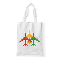 Thumbnail for Colourful 3 Airplanes Designed Tote Bags