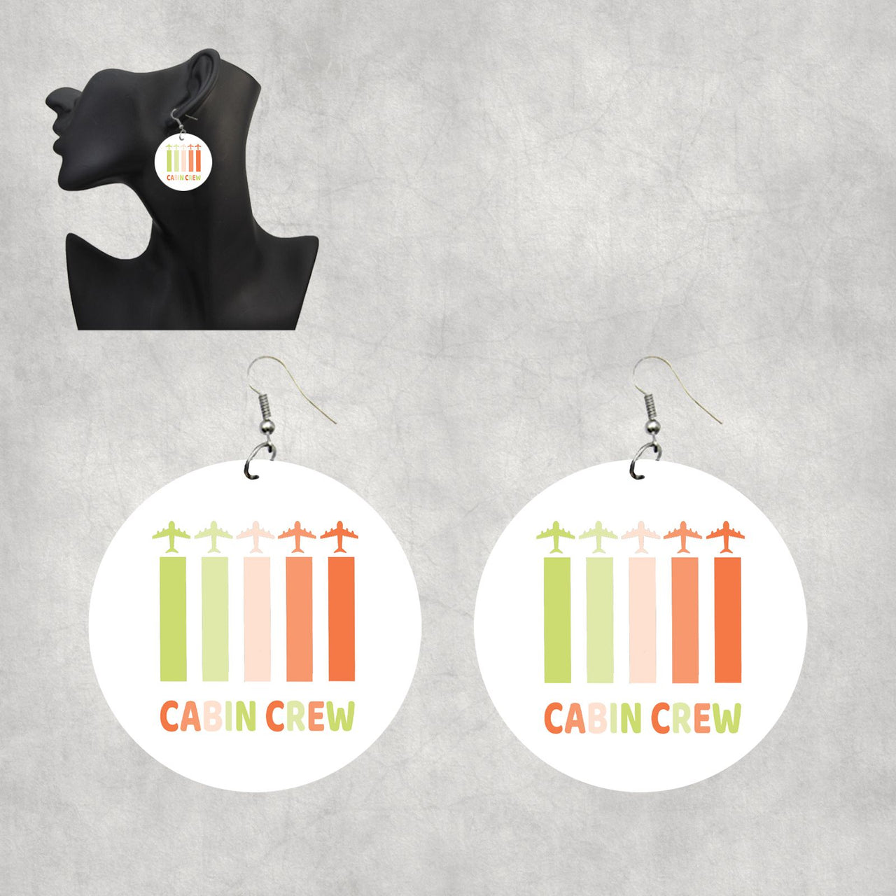 Colourful Cabin Crew Designed Wooden Drop Earrings