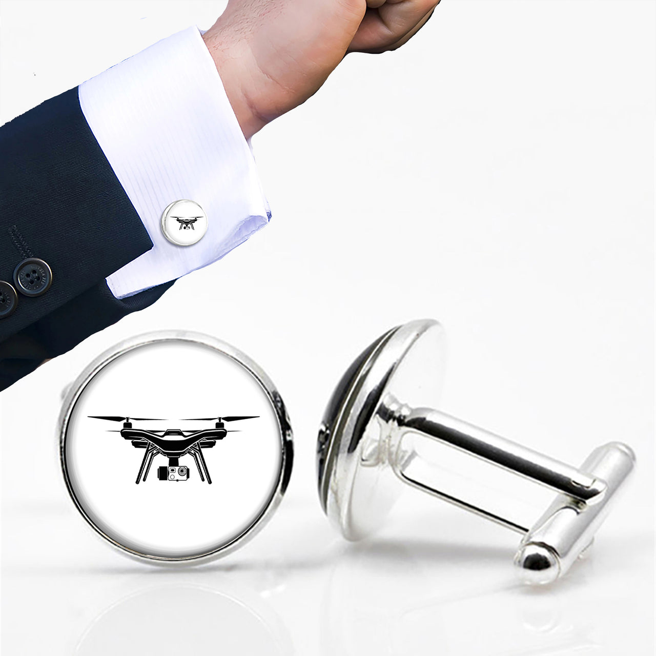Drone Silhouette Designed Cuff Links