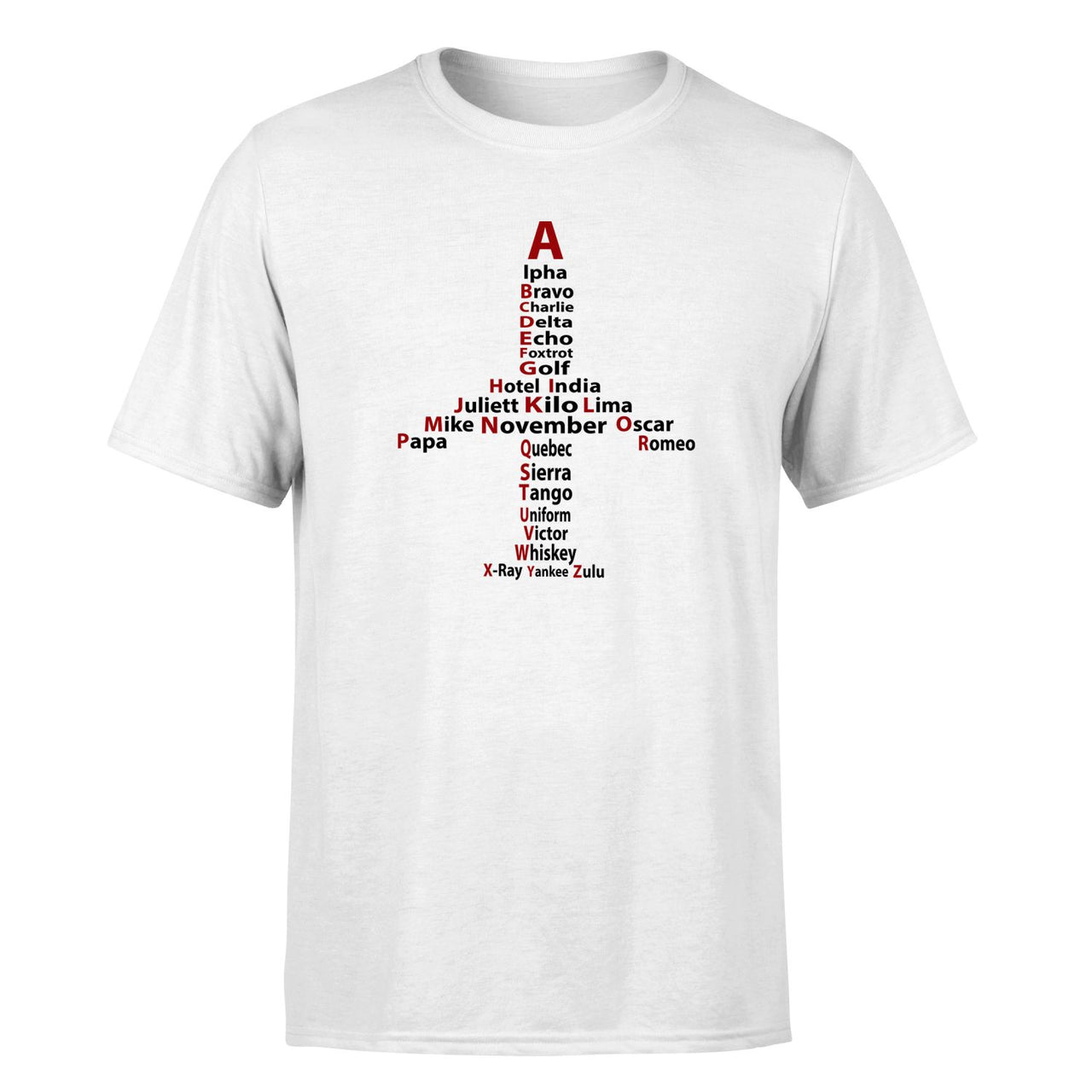 Airplane Shape Aviation Alphabet Designed T-Shirts