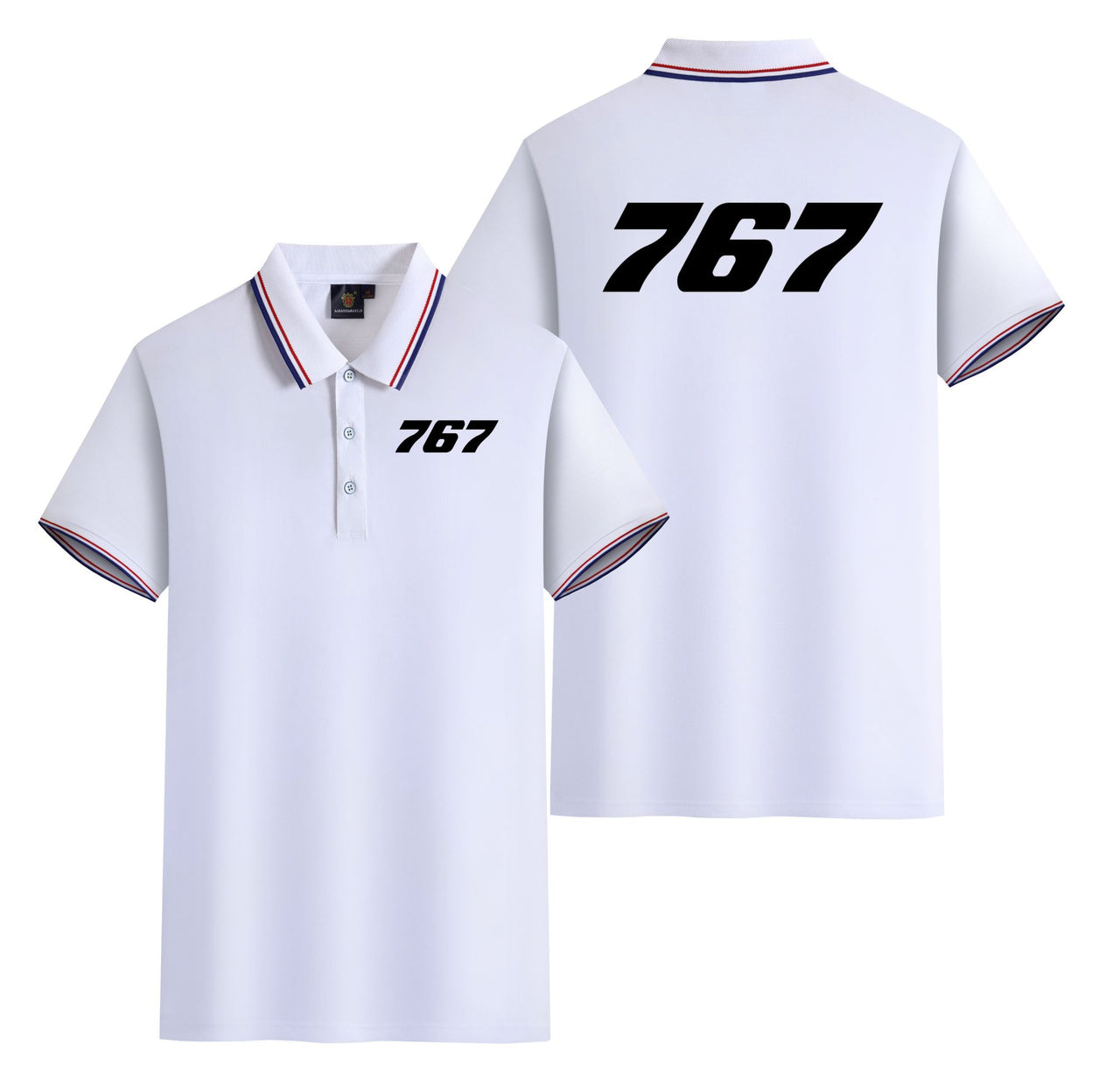 767 Flat Text Designed Stylish Polo T-Shirts (Double-Side)