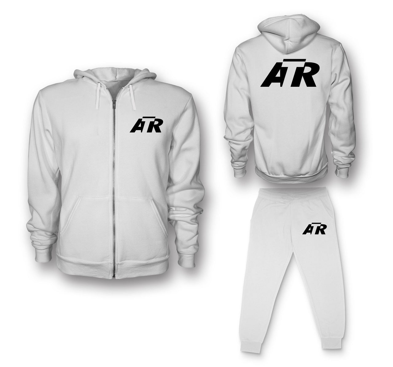 ATR & Text Designed Zipped Hoodies & Sweatpants Set