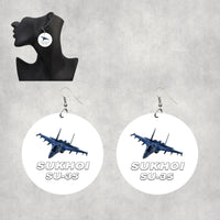 Thumbnail for The Sukhoi SU-35 Designed Wooden Drop Earrings