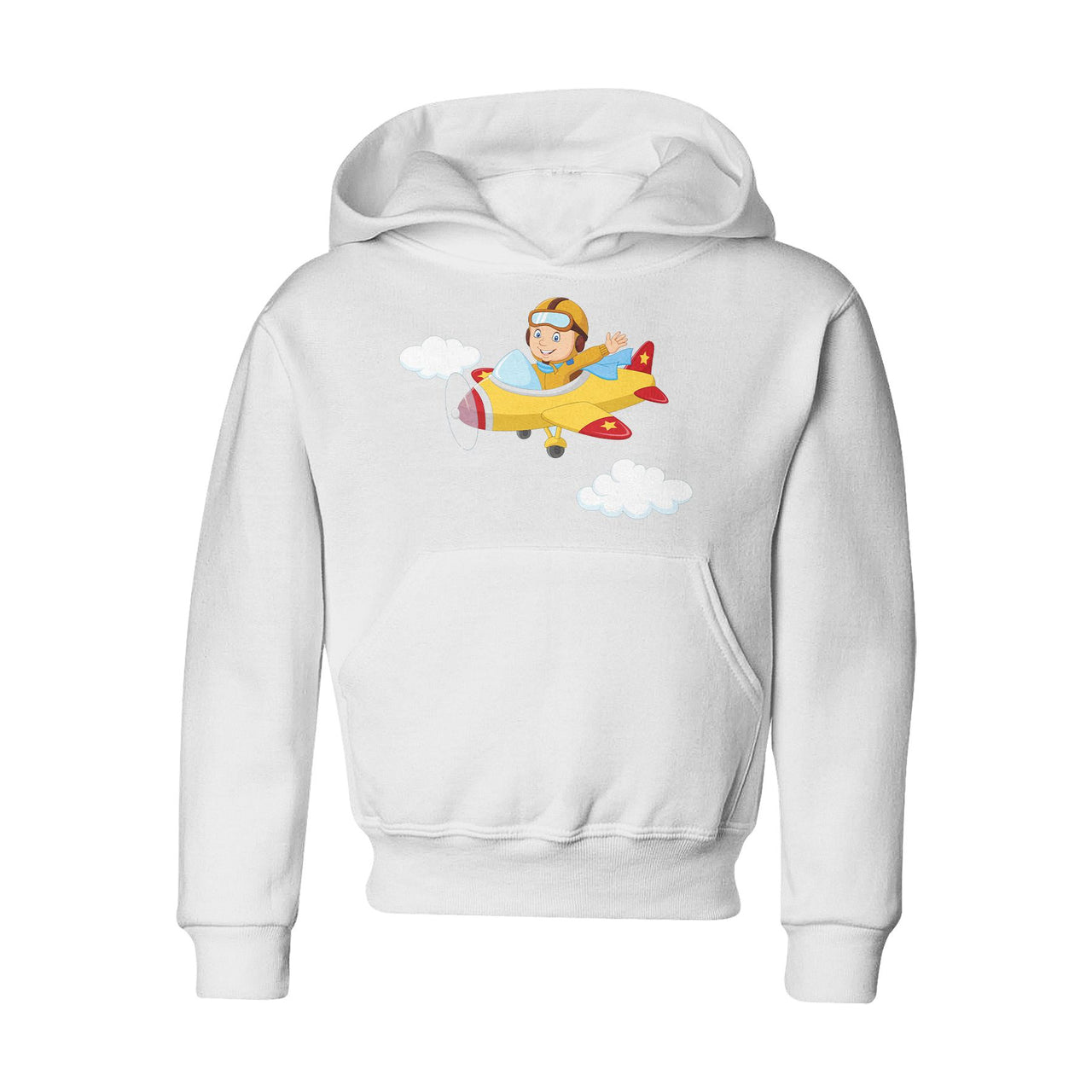 Cartoon Little Boy Operating Plane Designed "CHILDREN" Hoodies