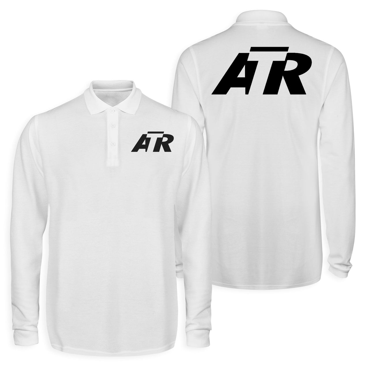 ATR & Text Designed Long Sleeve Polo T-Shirts (Double-Side)