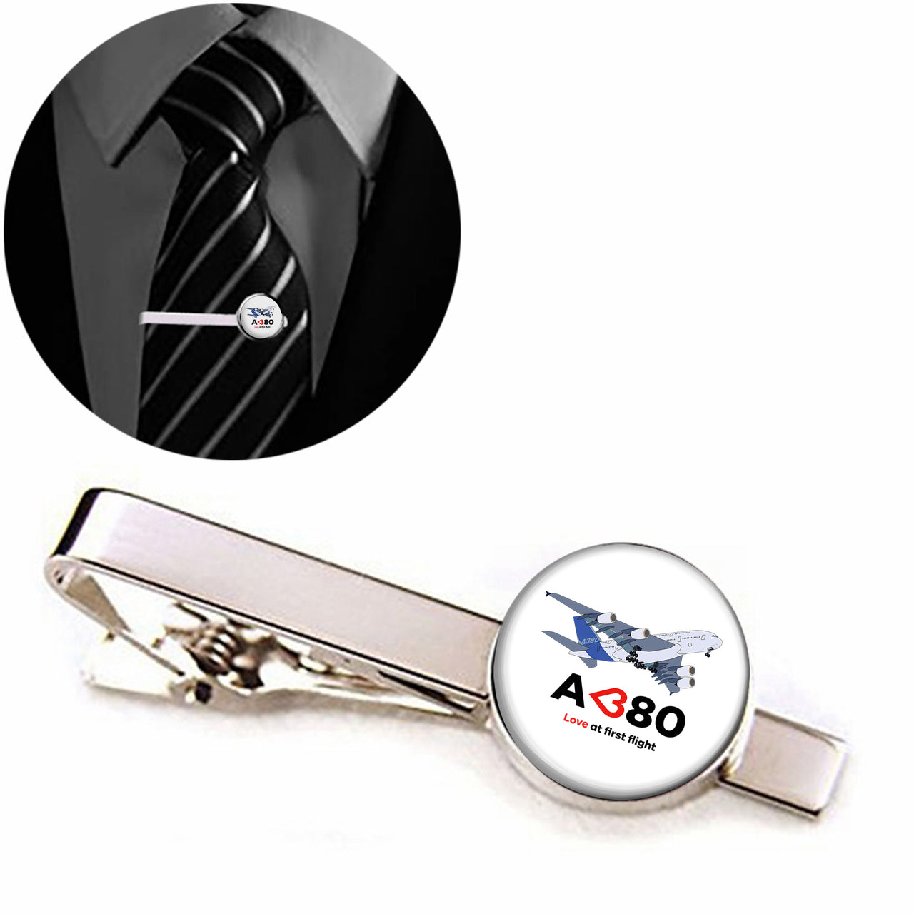 Airbus A380 Love at first flight Designed Tie Clips