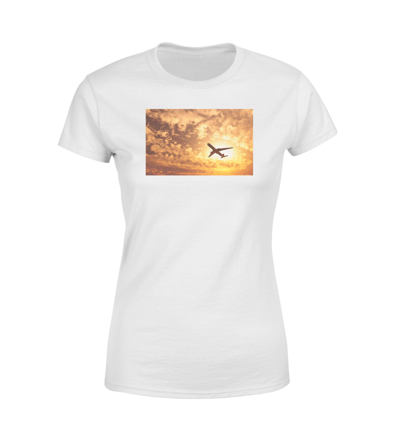 Plane Passing By Designed Women T-Shirts