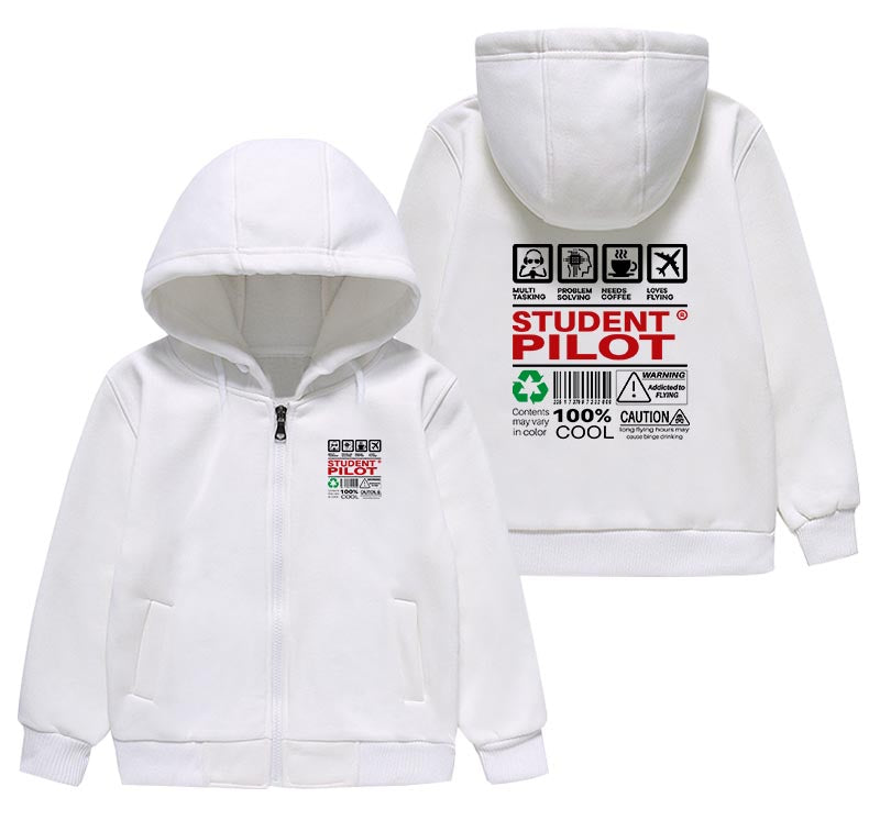Student Pilot Label Designed "CHILDREN" Zipped Hoodies