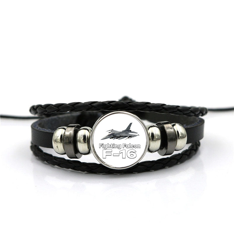 The Fighting Falcon F16 Designed Leather Bracelets