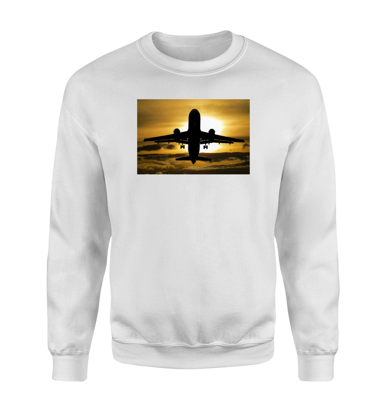 Departing Passanger Jet During Sunset Designed Sweatshirts