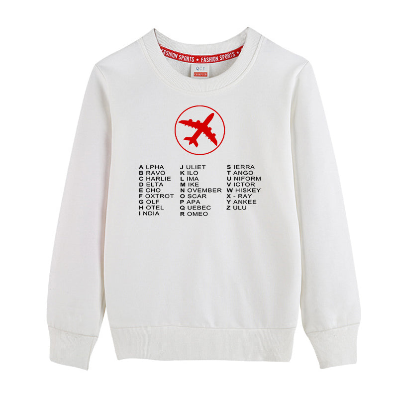 Aviation Alphabet 2 Designed "CHILDREN" Sweatshirts